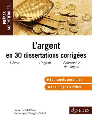 cover image of L'argent en 30 dissertations corrigées